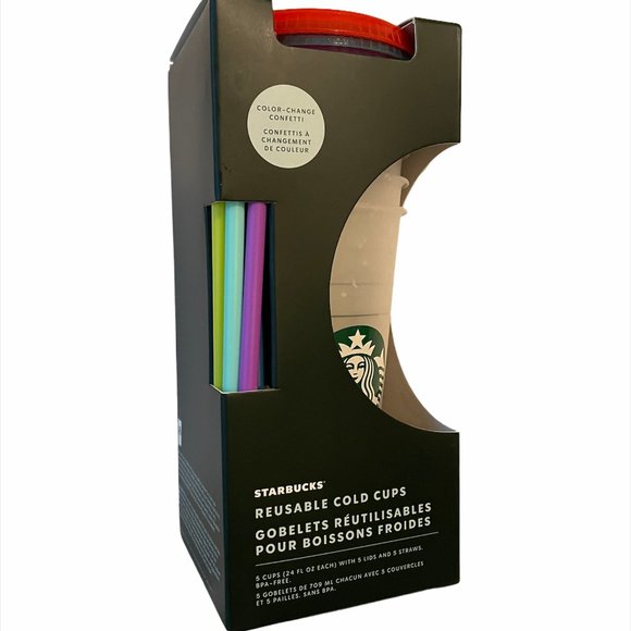 NEW☀️Starbucks Color Changing Confetti Cups 5pk